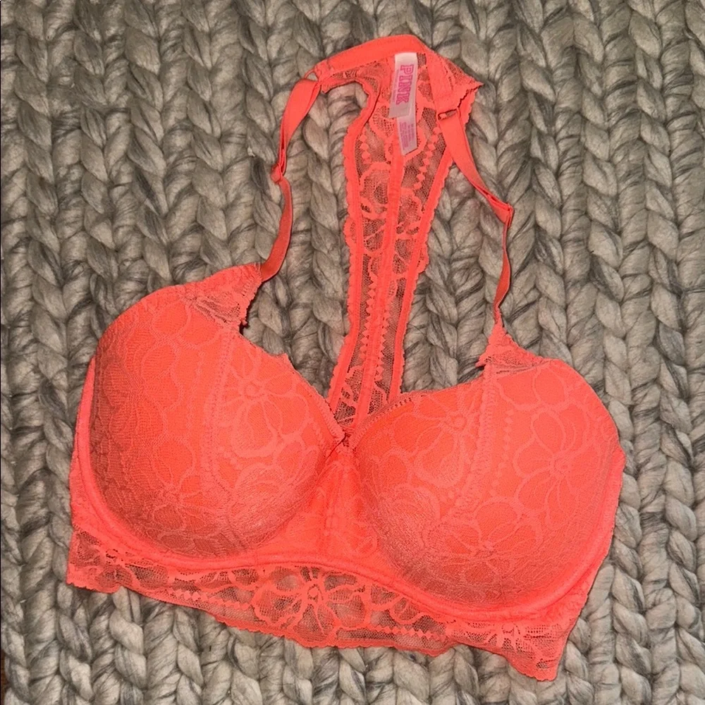 PINK Victoria's Secret Coral Lace Bralette - Picture 1 of 4
